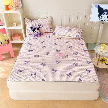 金爱家 2024新款A类三丽鸥高品质可组合凉感丝乳胶席牛奶丝针织棉软糯夏被四件套 乳胶席-紫色库洛米之心