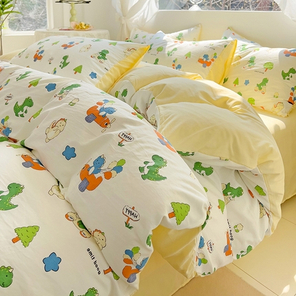 91家纺网 家纺一手货源 找家纺 （总）优选良品 2025新款直播爆款母婴级水洗皱皱棉四件套小碎花被套床笠款三件套