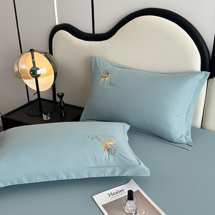 91家纺网 家纺一手货源 找家纺 （总）北辰 2024新款小鹿枕套水洗棉刺绣枕套