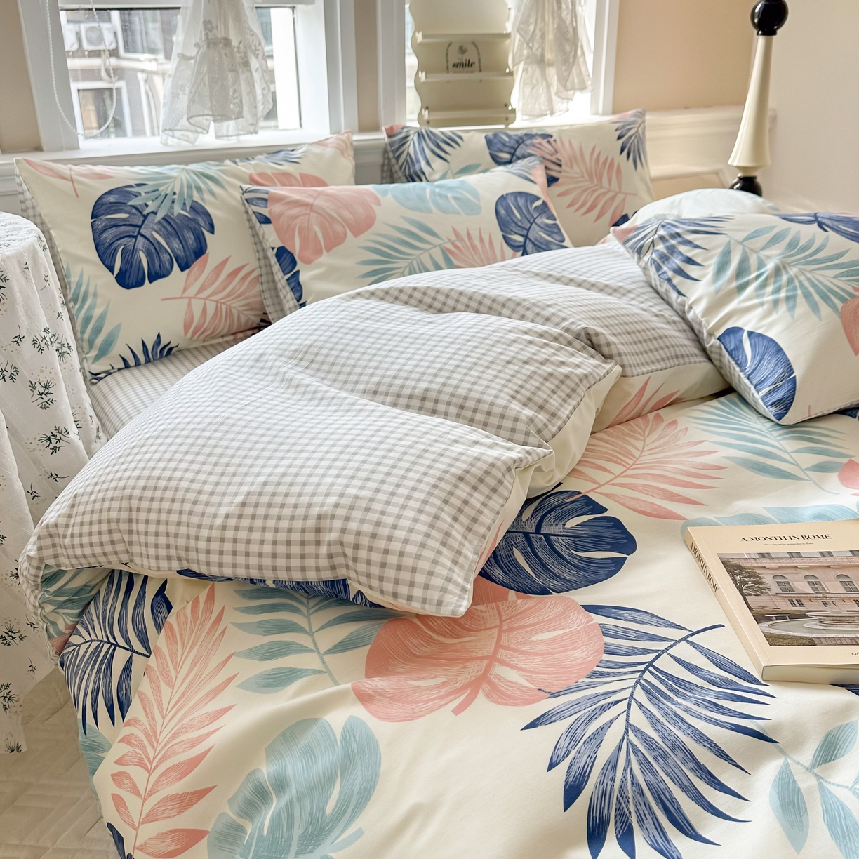 91家纺网 家纺一手货源 找家纺 晨希家居 2024新款小清新全棉印花四件套 热带雨林