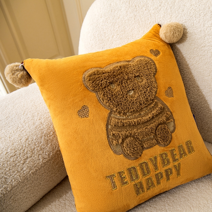 91家纺网 家纺一手货源 找家纺 枕芯真意 2024新款宝宝绒抱枕被 琥珀黄