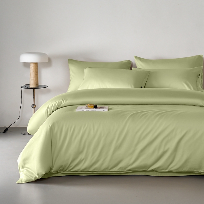 91家纺网 家纺一手货源 找家纺 秀色家纺 2025新款轻奢60支贡缎高支贡缎长绒棉全棉四件套简约纯色床上被套床单床笠式 米朵-山栀色