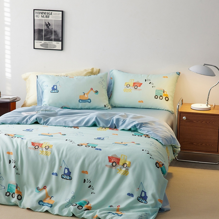 91家纺网 家纺一手货源 找家纺 时年家纺 2024春夏新品莱赛尔天丝印花四件套 机车梦