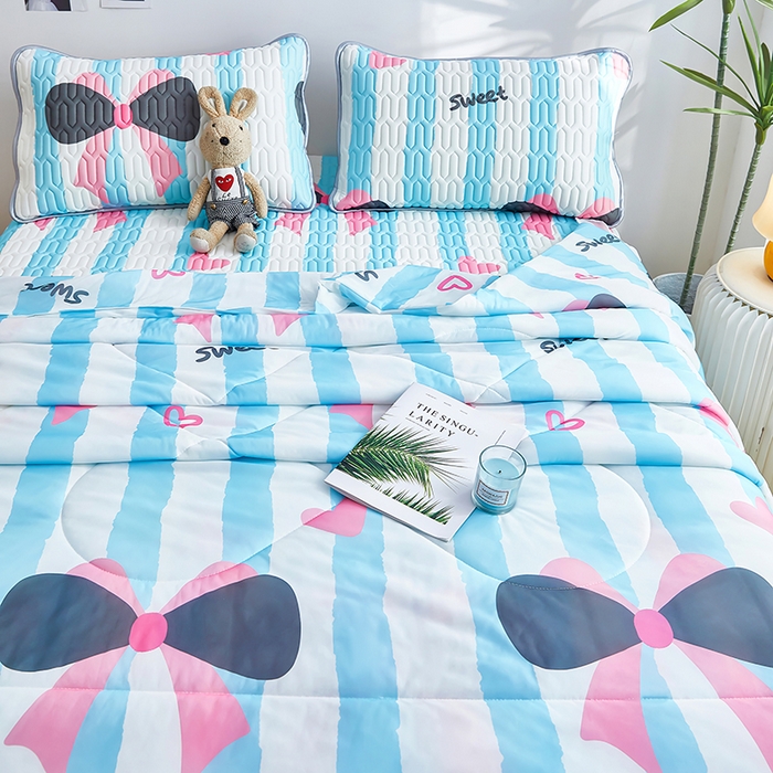 91家纺网 家纺一手货源 找家纺 爱上家居 2024新款印花凉席床裙床单款夏被-床裙款 甜蜜