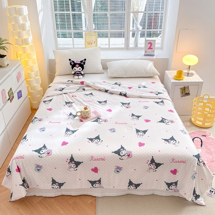 博雅 2024新款三丽鸥正版系列A类牛奶丝软糯针织棉大豆纤维夏被 针织棉（带防伪标）甜筒库洛米