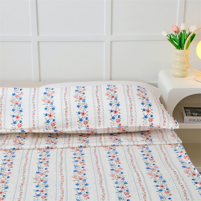 91家纺网 家纺一手货源 找家纺 北辰 2024新款印花水洗棉天竺棉隔脏睡袋 韩式小花