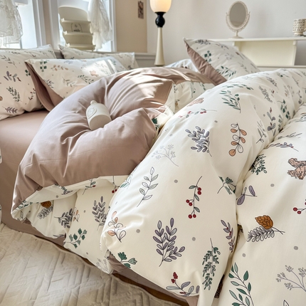 晨希家居 2024新款全棉卡通活性印花四件套 小松鼠