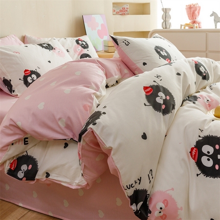 91家纺网 家纺一手货源 找家纺 （总）红粉佳人家纺  2024新款纯棉全棉卡通小清新单被套
