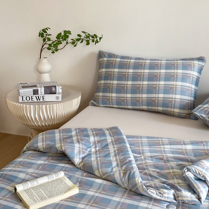 91家纺网 家纺一手货源 找家纺 荔禾家居 A类针织棉无印风夏被 流年蓝