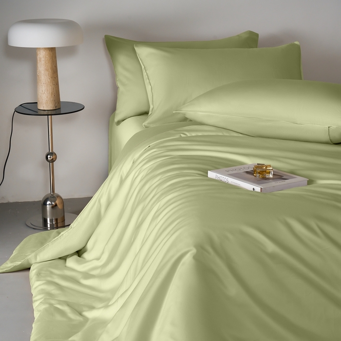 91家纺网 家纺一手货源 找家纺 秀色家纺 2025新款轻奢60支贡缎高支贡缎长绒棉全棉四件套简约纯色床上被套床单床笠式 米朵-山栀色