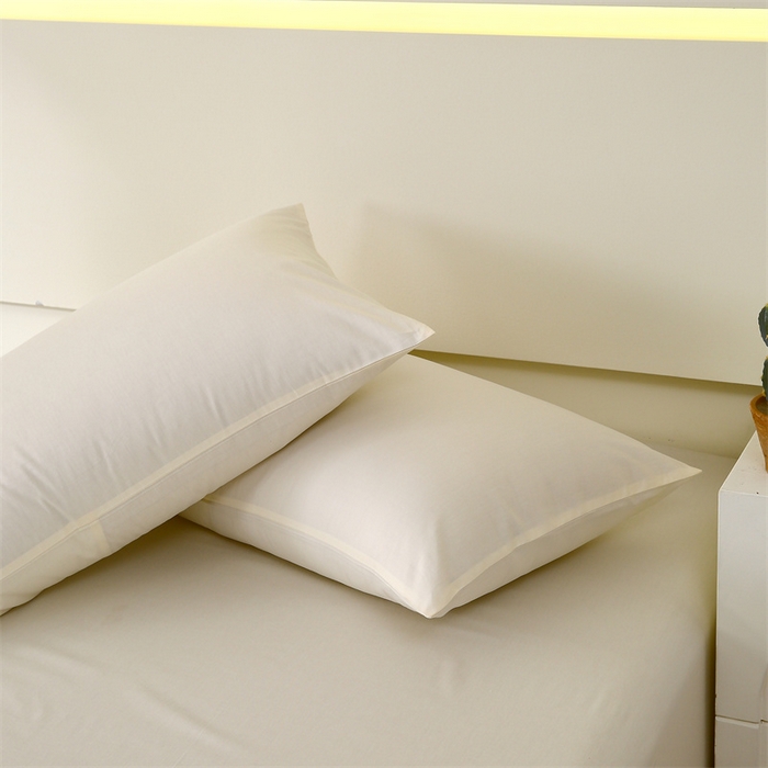 91家纺网 家纺一手货源 找家纺 凯磊家纺 2024新款高支高密.纯色南汐系列单品枕套 南汐-象牙白