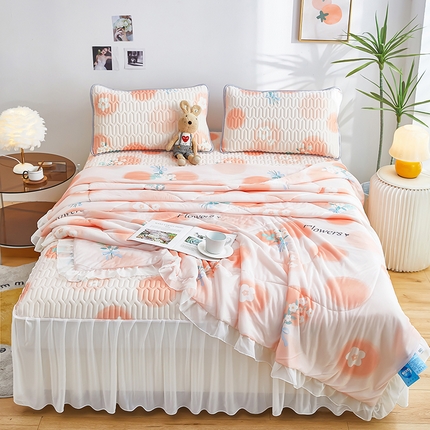 91家纺网 家纺一手货源 找家纺 爱上家居 2024新款印花凉席床裙床单款夏被-床裙款 梦想泡泡