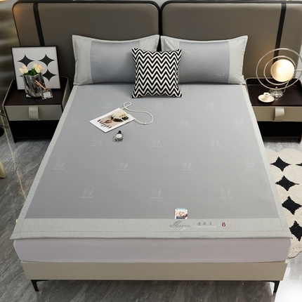 91家纺网 家纺一手货源 找家纺 青雅席业 2025新款A类母婴级刺绣冰豆豆凉席 天鹅湖-灰