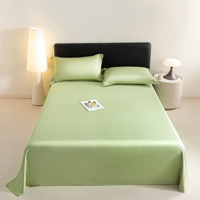 91家纺网 家纺一手货源 找家纺 秀色家纺 2025新款高端新疆长绒棉床单单件纯棉50支贡缎全棉床单双人贡缎加厚被单三件套 莫奈-艾绿