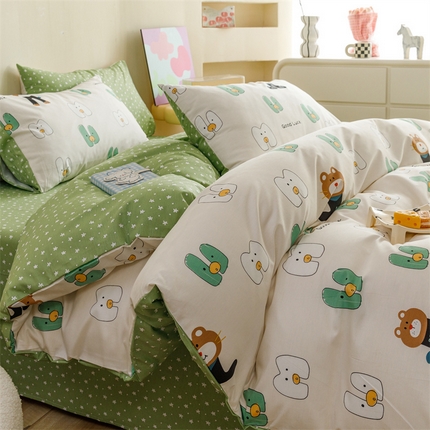 91家纺网 家纺一手货源 找家纺 （总）红粉佳人家纺  2024新款纯棉全棉卡通小清新单被套