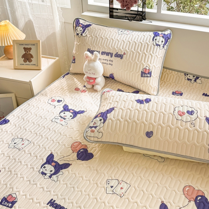 91家纺网 家纺一手货源 找家纺 佰亿莱2024新款小清新印花乳胶凉席 库洛兔兔