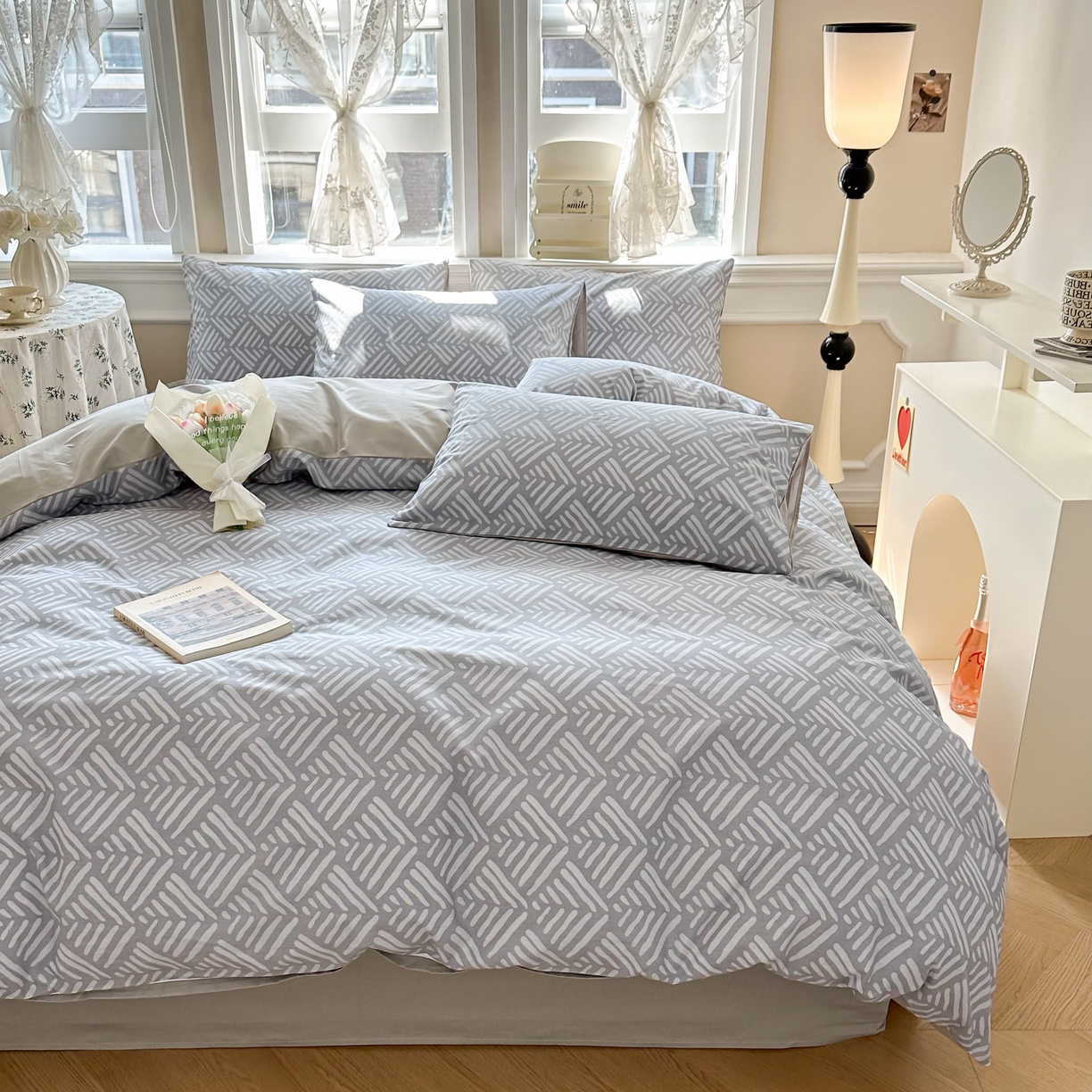 91家纺网 家纺一手货源 找家纺 晨希家居 2024新款小清新全棉印花四件套 诺卡