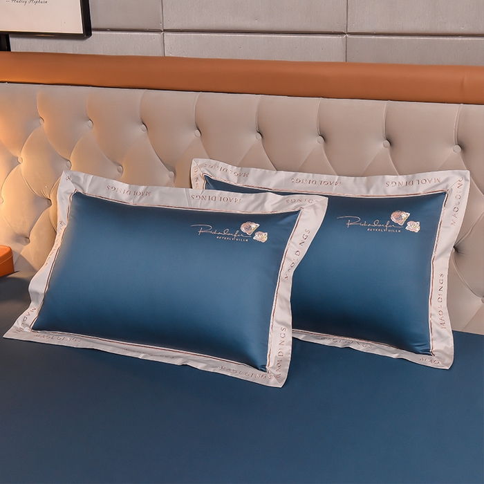 91家纺网 家纺一手货源 找家纺 瑞驰家纺 2024新款A类长绒棉刺绣四件套-雅典娜系列 雅典娜-轻奢蓝