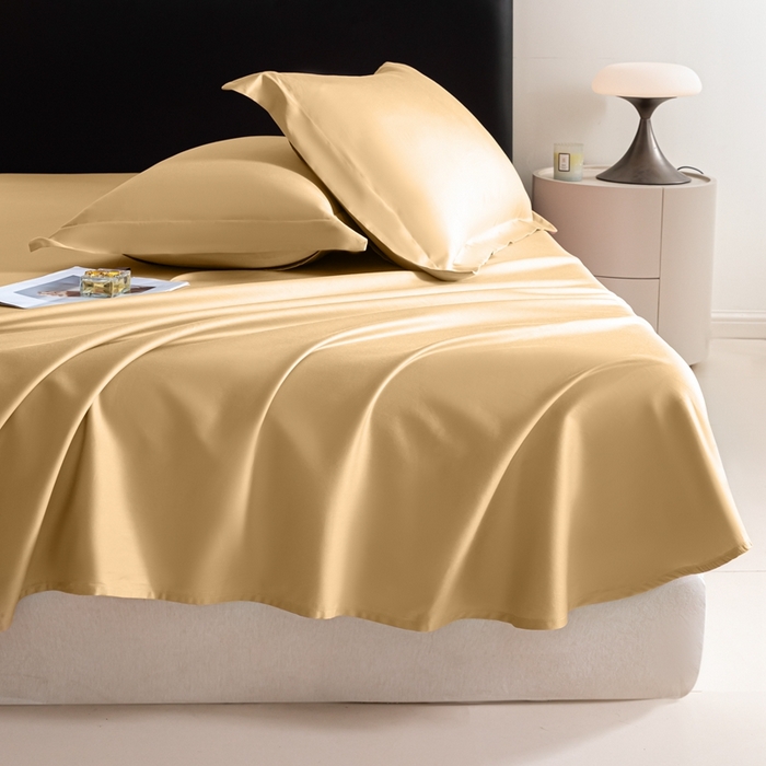 91家纺网 家纺一手货源 找家纺 秀色家纺 2025新款高端新疆长绒棉床单单件纯棉50支贡缎全棉床单双人贡缎加厚被单三件套 莫奈-奶茶米