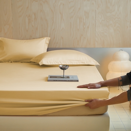 91家纺网 家纺一手货源 找家纺 （总）秀色家纺 2025新款50支贡缎床笠单件全棉纯棉床罩三件套儿童防滑床单床垫套床套