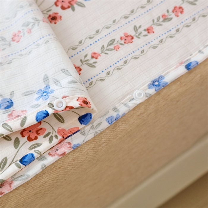 91家纺网 家纺一手货源 找家纺 北辰 2024新款印花水洗棉天竺棉隔脏睡袋 韩式小花