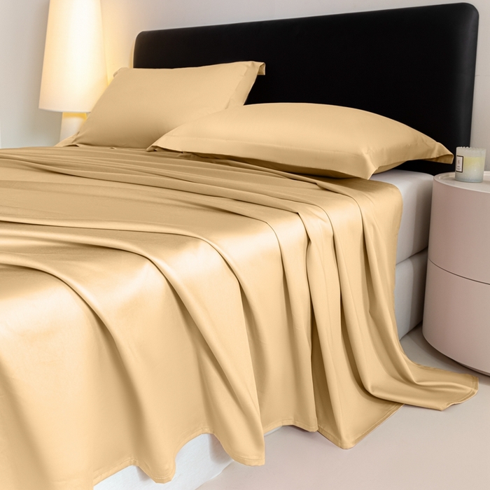 91家纺网 家纺一手货源 找家纺 秀色家纺 2025新款高端新疆长绒棉床单单件纯棉50支贡缎全棉床单双人贡缎加厚被单三件套 莫奈-奶茶米