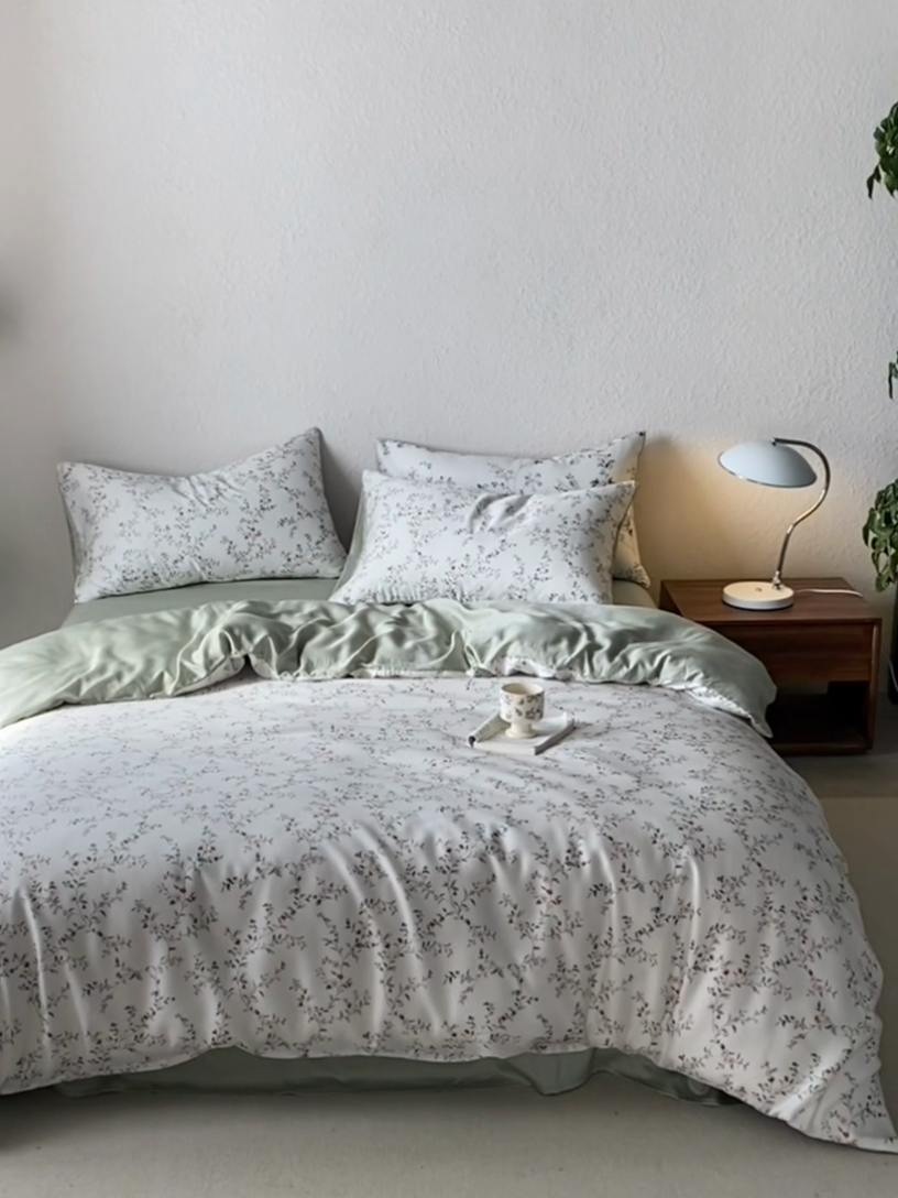 91家纺网 家纺一手货源 找家纺 时年家纺 2024春夏新品莱赛尔天丝印花四件套 青春印记