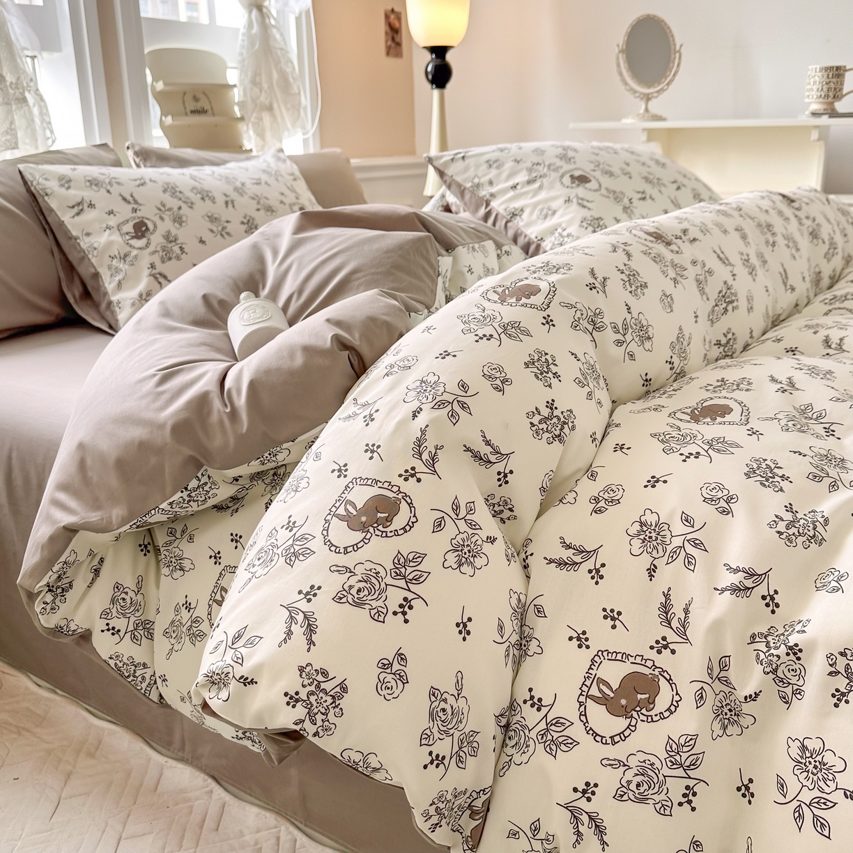 91家纺网 家纺一手货源 找家纺 晨希家居 2024新款小清新全棉印花四件套 兰幸花园