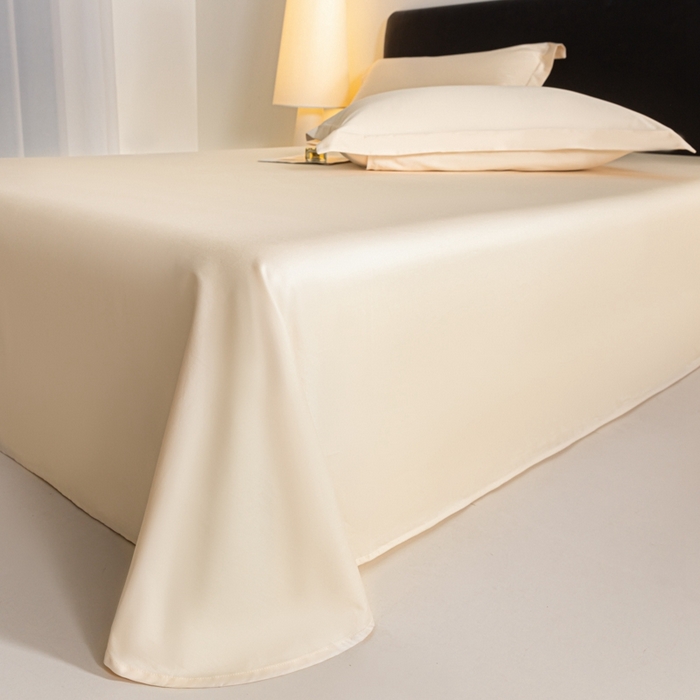 91家纺网 家纺一手货源 找家纺 秀色家纺 2025新款高端新疆长绒棉床单单件纯棉50支贡缎全棉床单双人贡缎加厚被单三件套 莫奈-奶昔白