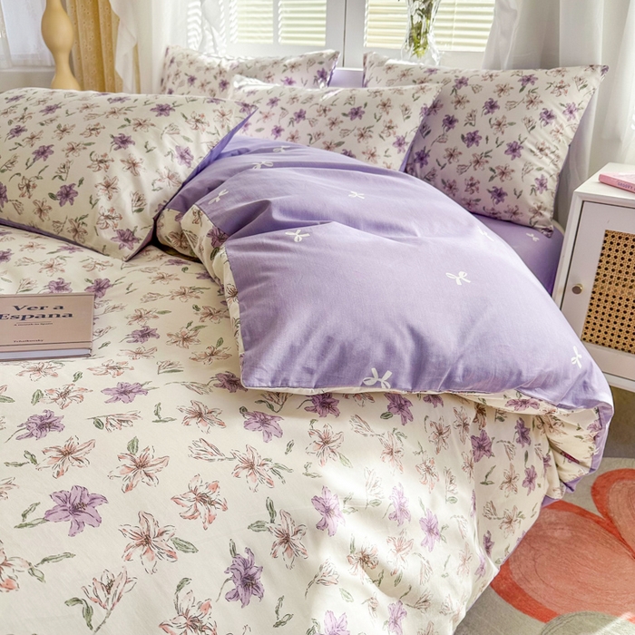 91家纺网 家纺一手货源 找家纺 晨希家居 2024新款小清新全棉印花四件套 茉然