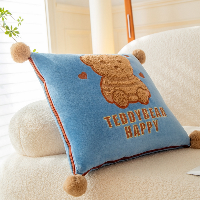 91家纺网 家纺一手货源 找家纺 枕芯真意 2024新款宝宝绒抱枕被 蔚蓝色