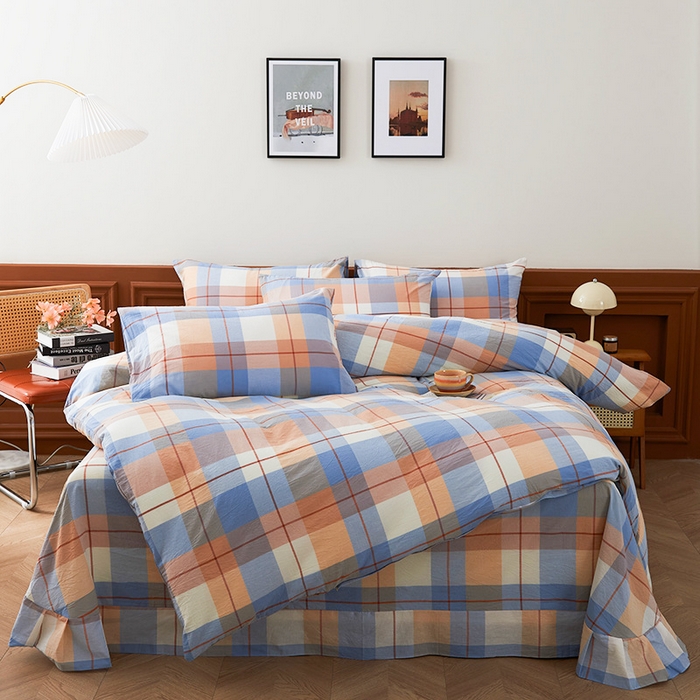 91家纺网 家纺一手货源 找家纺 （总）优姿家纺 2024新款全棉色织水洗棉四件套