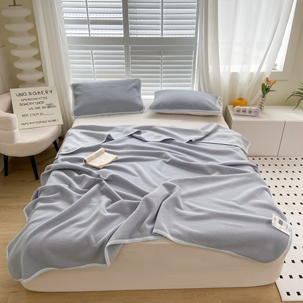 来菲毛毯 2025新款全棉A类盖毯夏凉被 蓝灰