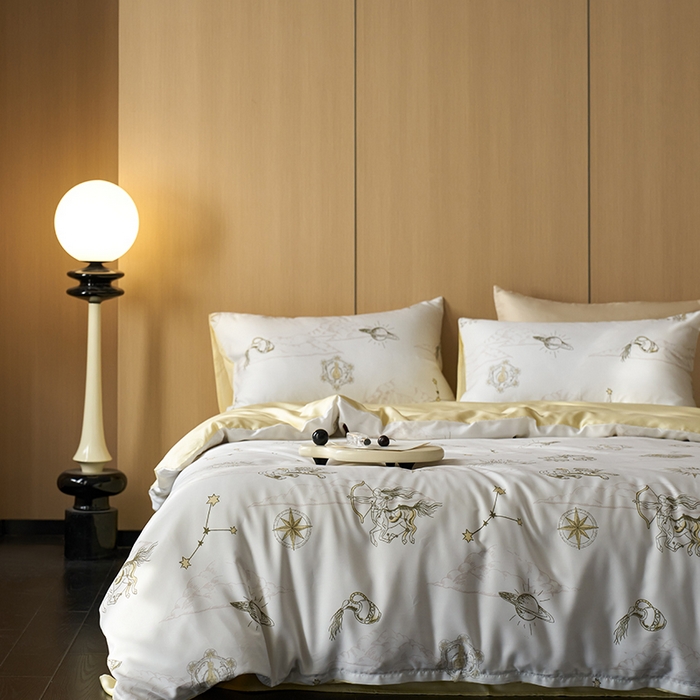 91家纺网 家纺一手货源 找家纺 时年家纺 2024春夏新品莱赛尔天丝印花四件套 莱德