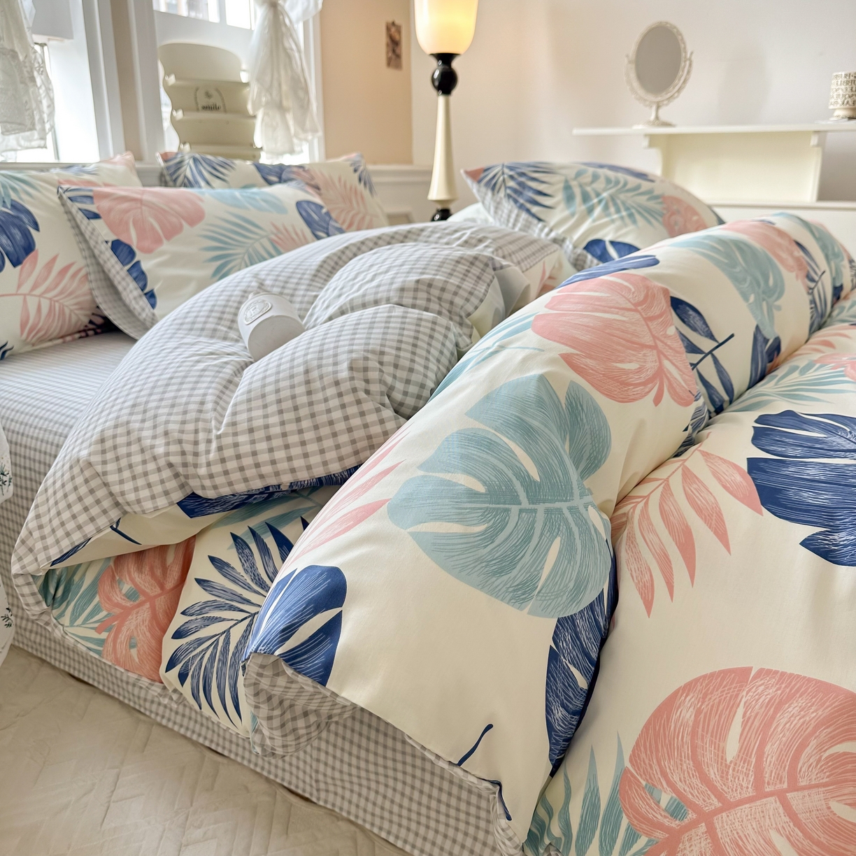 91家纺网 家纺一手货源 找家纺 晨希家居 2024新款小清新全棉印花四件套 热带雨林