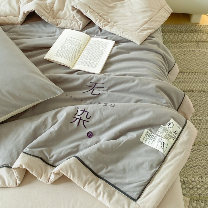 91家纺网 家纺一手货源 找家纺 荔禾家居 2024新款A类全棉水洗棉无染夏被 暮色灰