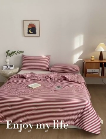 91家纺网 家纺一手货源 找家纺 荔禾家居 A类针织棉无印风夏被 豆蔻-红