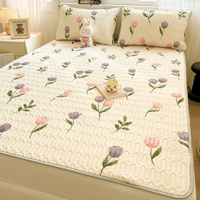 91家纺网 家纺一手货源 找家纺 佰亿莱2024新款小清新印花乳胶凉席 情魅