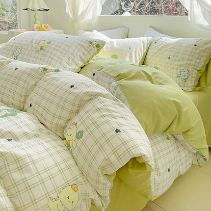 91家纺网 家纺一手货源 找家纺 （总）优选良品 2025新款直播爆款母婴级水洗皱皱棉四件套小碎花被套床笠款三件套