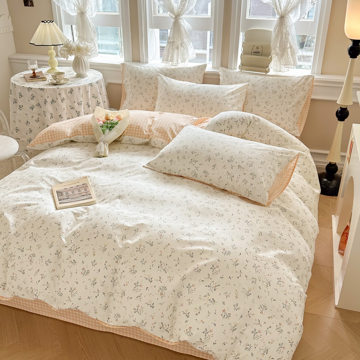 91家纺网 家纺一手货源 找家纺 晨希家居 2024新款小清新全棉印花四件套 山林