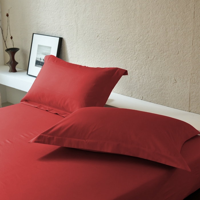 91家纺网 家纺一手货源 找家纺 秀色家纺 2025新款高端酒店50支贡缎长绒棉床笠单件纯棉全棉贡缎可裸睡单双人床上用品 梦易-海棠红