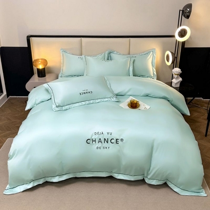 91家纺网 家纺一手货源 找家纺 （总）麦空 2025新款一字绣水洗真丝四件套-巧遇