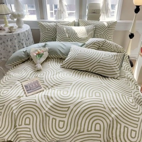 91家纺网 家纺一手货源 找家纺 晨希家居 2024新款小清新全棉印花四件套 斯诺克