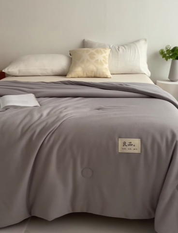 91家纺网 家纺一手货源 找家纺 慕尚 2025新款针织棉华夫格夏被 华夫格 星空灰