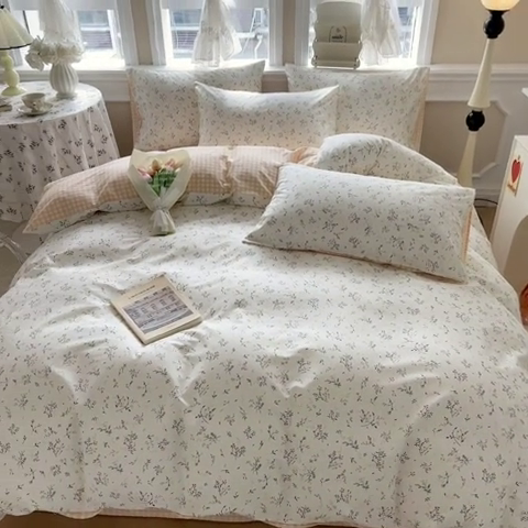 91家纺网 家纺一手货源 找家纺 晨希家居 2024新款小清新全棉印花四件套 山林