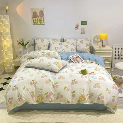 91家纺网 家纺一手货源 找家纺 （总）子钦家纺  2024水洗真丝印花四件套单被套床笠床单款-第四波