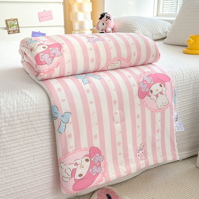 91家纺网 家纺一手货源 找家纺 博雅 2024新款三丽鸥正版系列A类牛奶丝软糯针织棉大豆纤维夏被 针织棉（带防伪标）甜甜美乐蒂