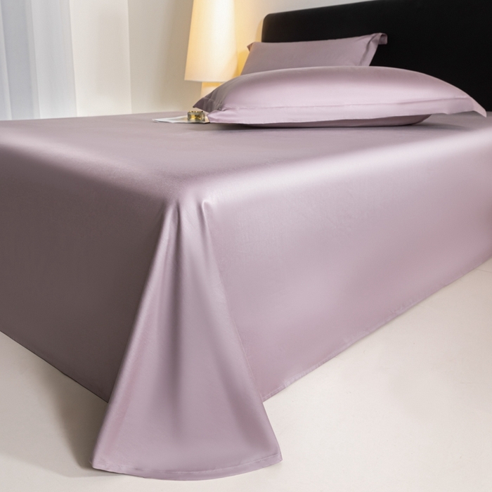 91家纺网 家纺一手货源 找家纺 秀色家纺 2025新款高端新疆长绒棉床单单件纯棉50支贡缎全棉床单双人贡缎加厚被单三件套 莫奈-香芋紫