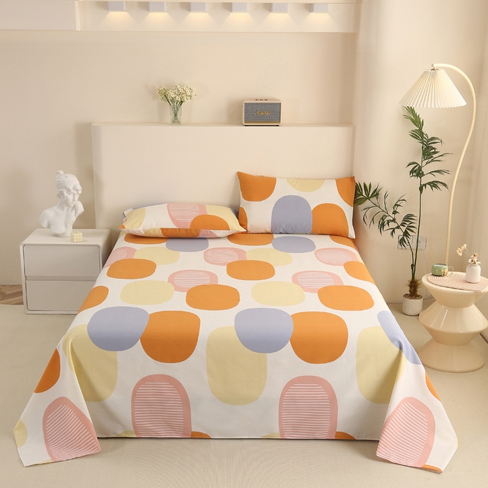 91家纺网 家纺一手货源 找家纺 金泰莱 2025新款三枚段条卷边老粗布凉席三件套床单套件 点尚彩色 原棉款