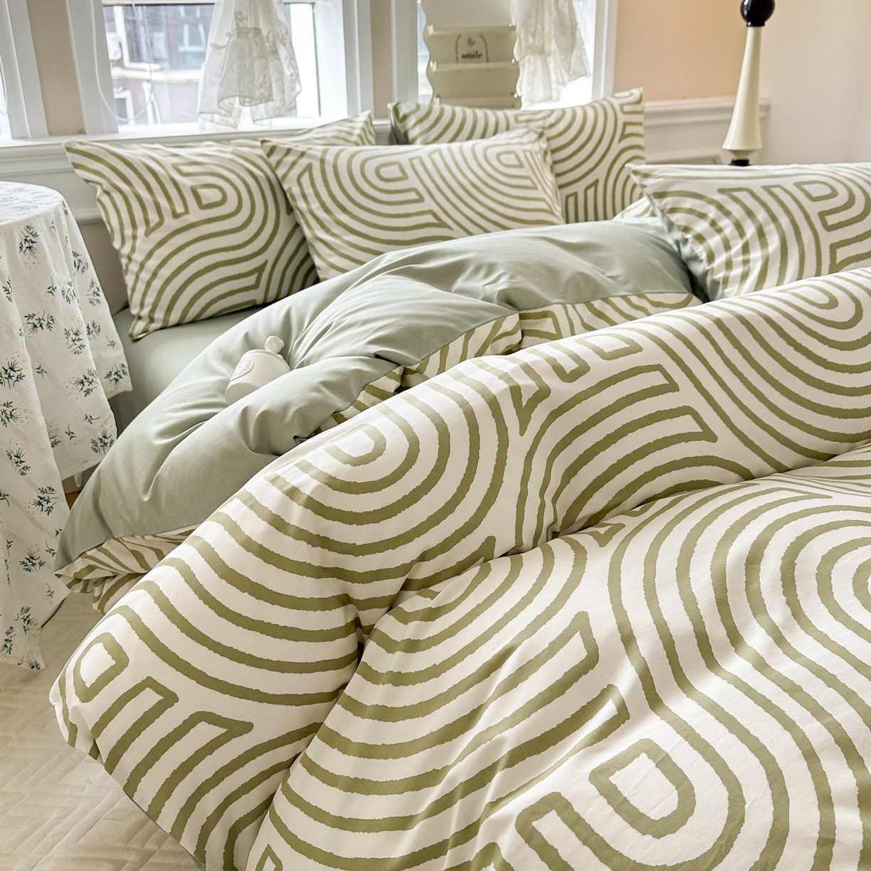 91家纺网 家纺一手货源 找家纺 晨希家居 2024新款小清新全棉印花四件套 斯诺克